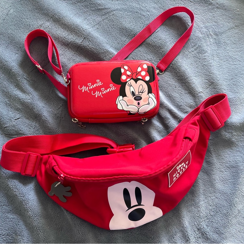 Disney Minnie Mouse Red Crossbody and Waist Bag Set